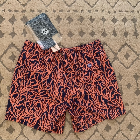 Peter Millar Orange and Blue Swim Trunks Relaxed Fit - Picture 3 of 14